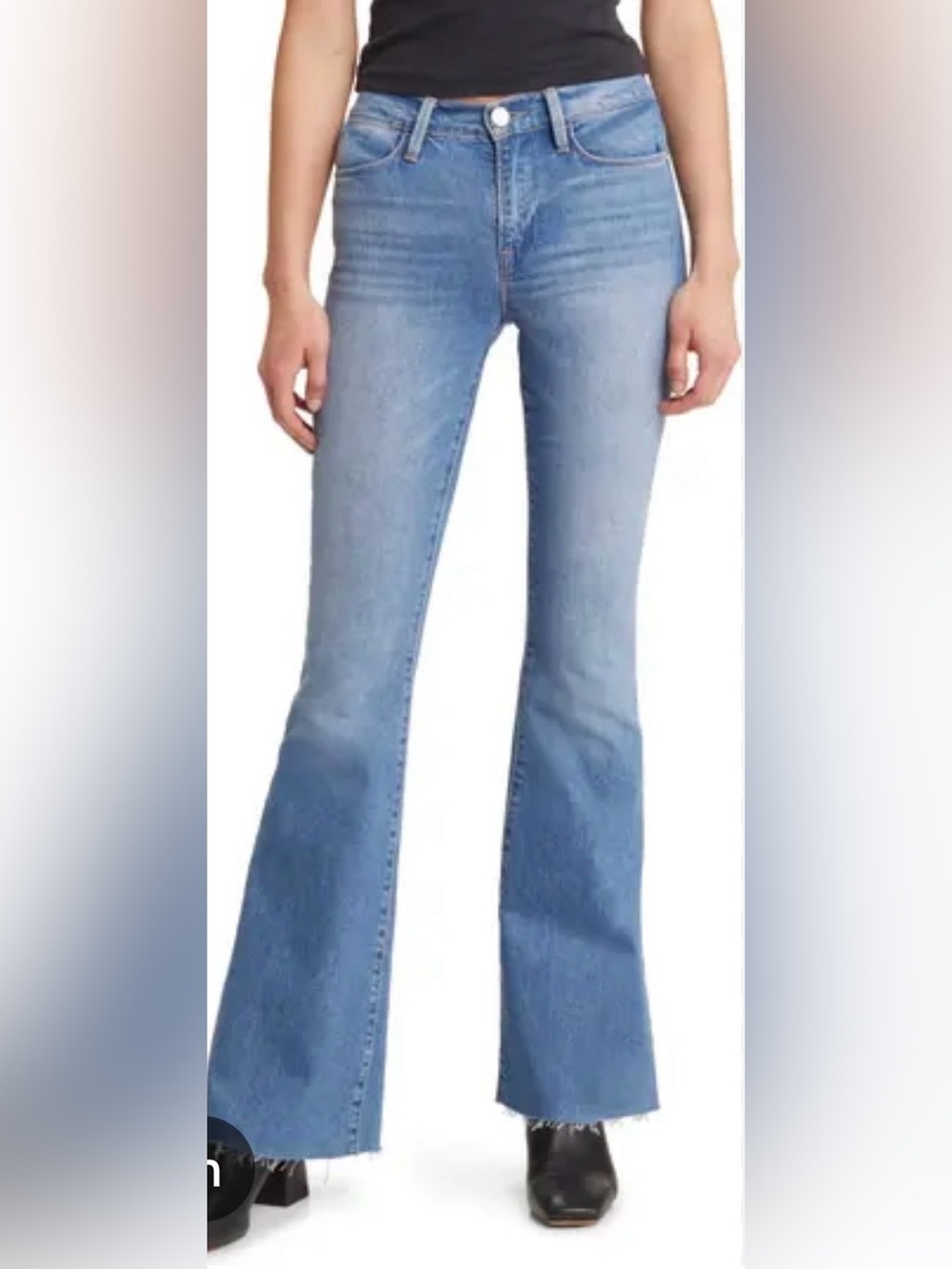 FRAME Le High Flare Jeans Size 30 Wilson Raw After Light Wash